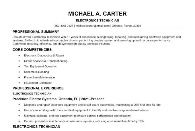 write a professional resume and ats friendly CV